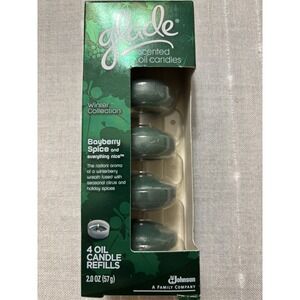 GLADE Scented Oil Candle 4 Refills Holiday Bayberry Spice New in Sealed Package